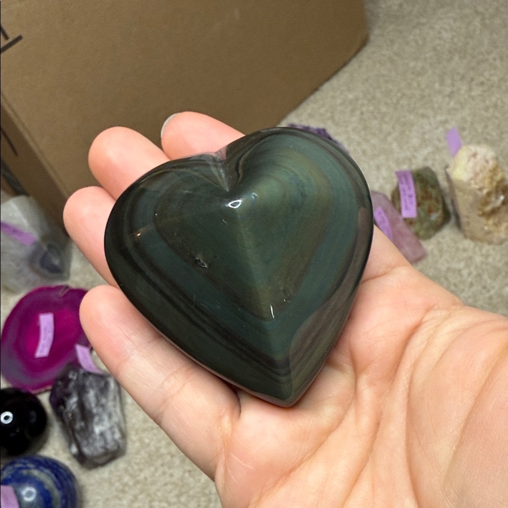 Rainbow Obsidian Heart Crystal
